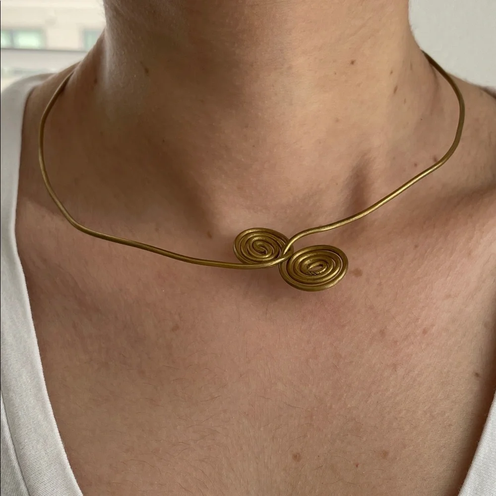 Gold Spiral Pendant Necklace and Earring Set - Picture 5 of 11